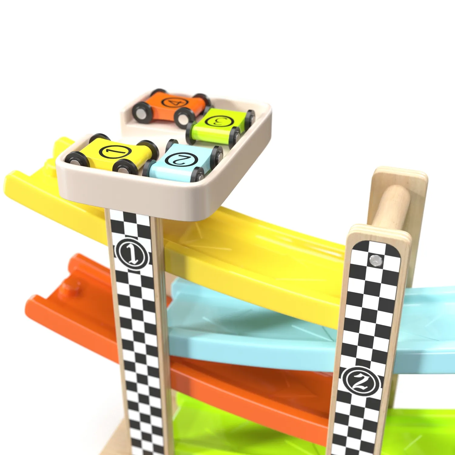 Top Bright Toddler Gifts Wooden Race Track Car Ramp Racer PBR 3D Model_05
